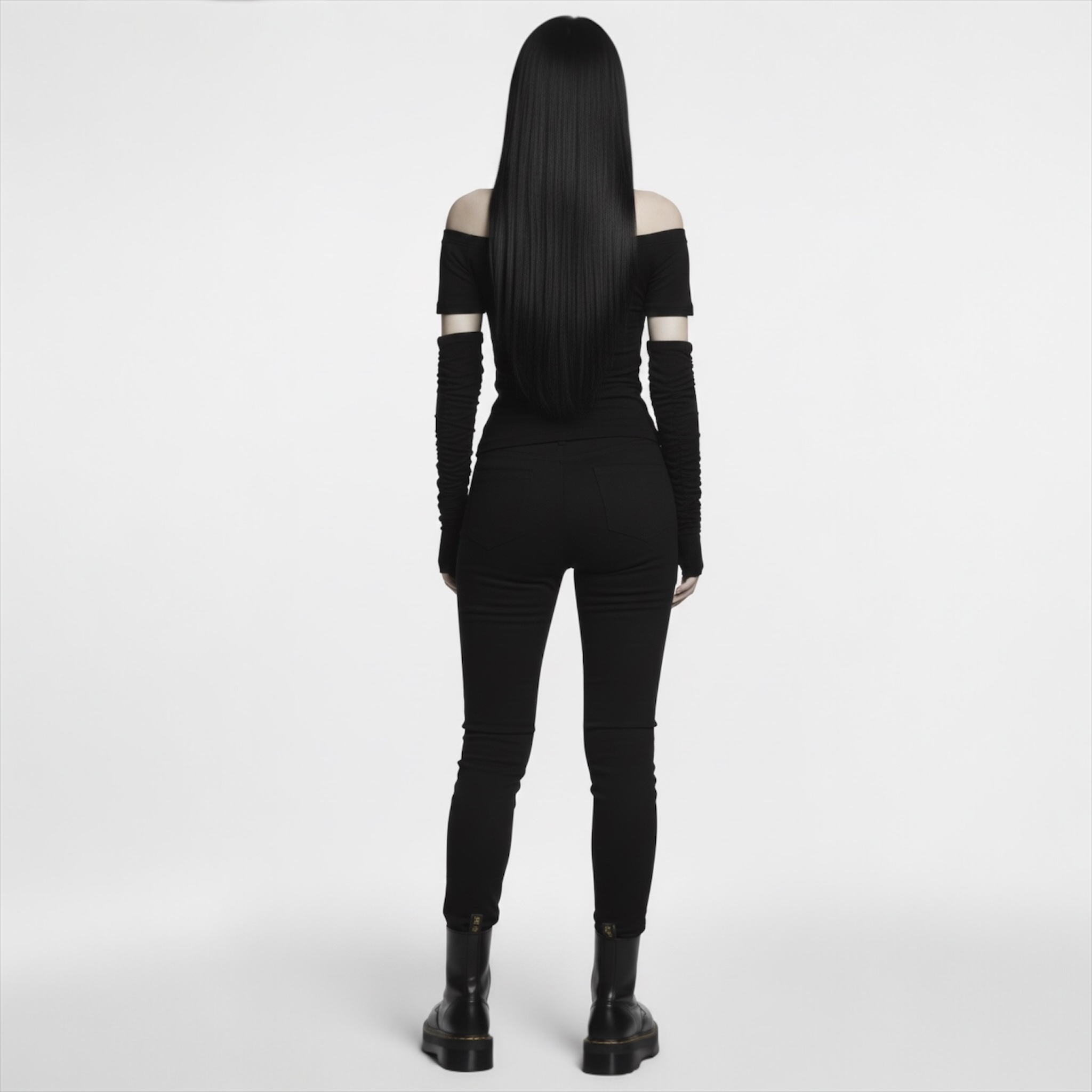 Y2K Punk Gothic Printed Slash Neck Black Tee