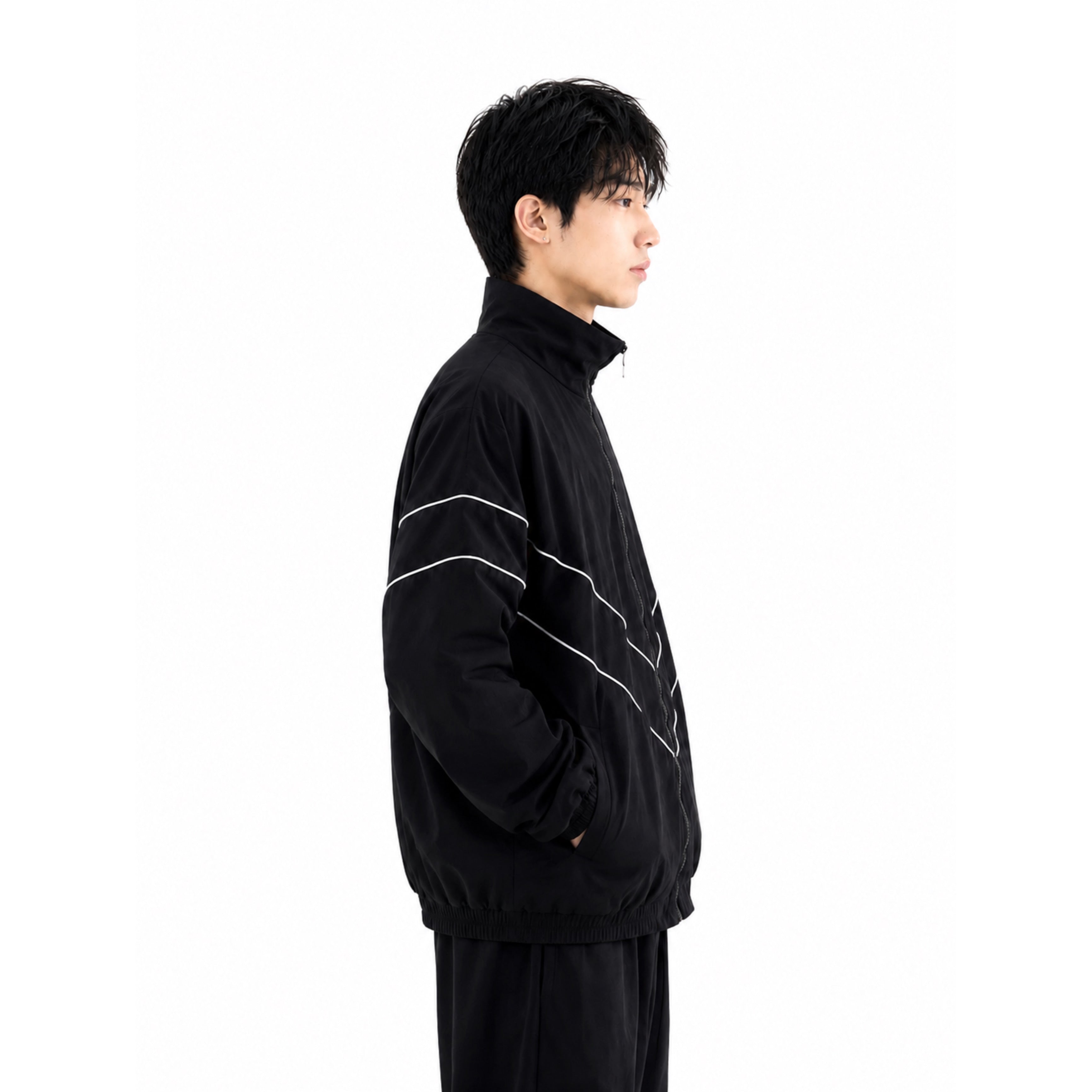 Reflective Stripe Windbreaker Jacket – Y2K Streetwear