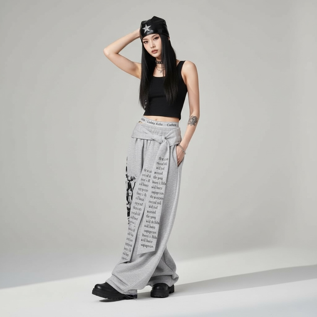 Gothic Y2K Baggy Letter Print Pants