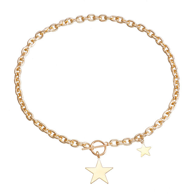 Kpop Fashion Steel Star Pendant Choker Necklace for Women