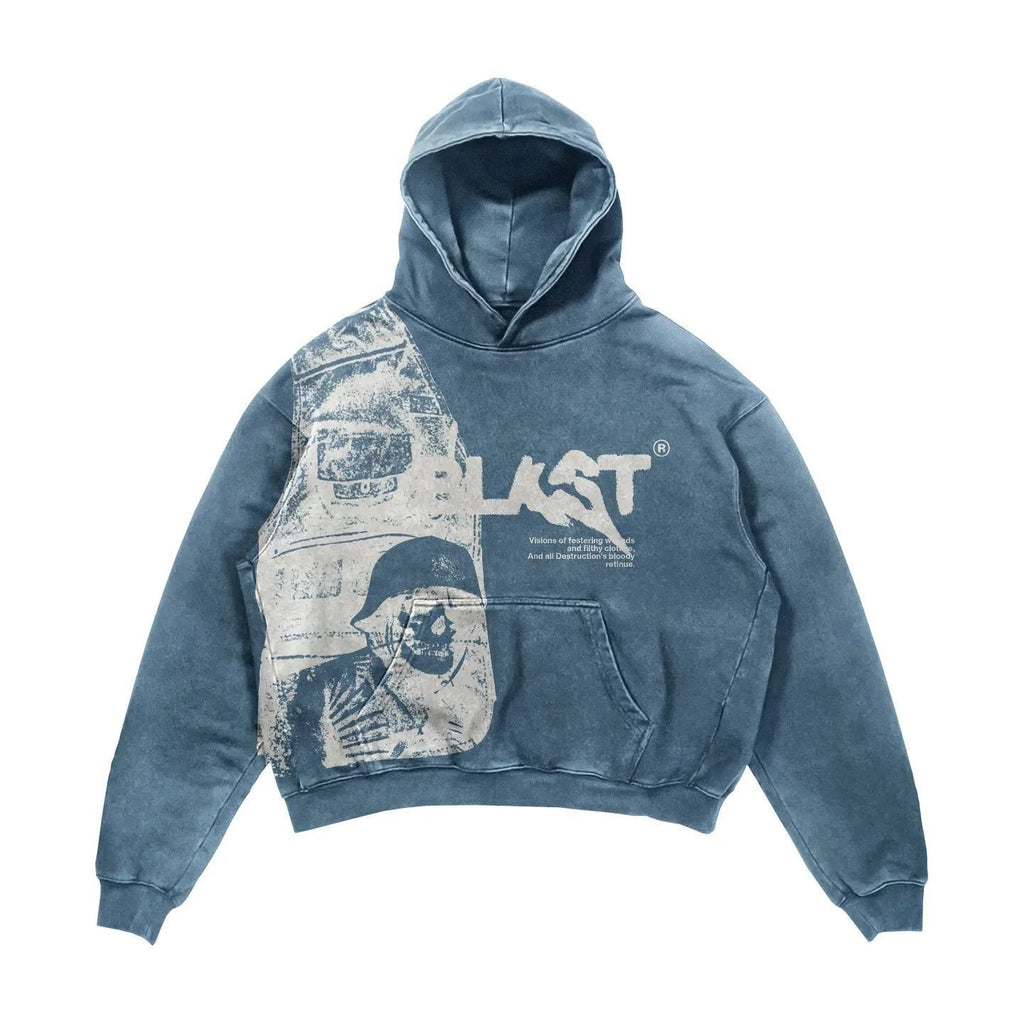Gothic Patchwork Print Loose Pullover Hoodie Sweatshirt
