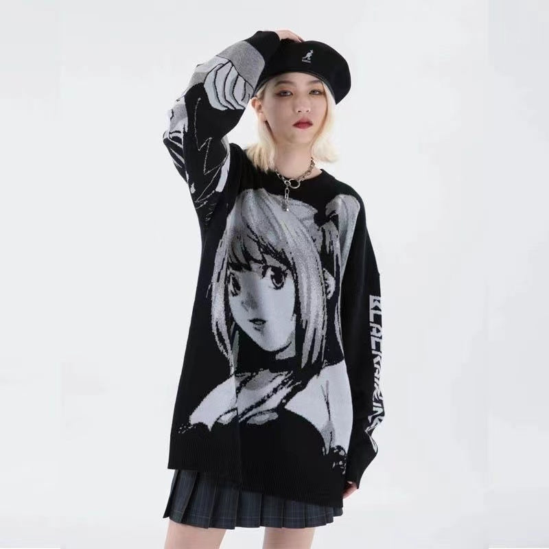 Y2K Women’s Hip Hop Harajuku Anime Girl Knitted Sweater