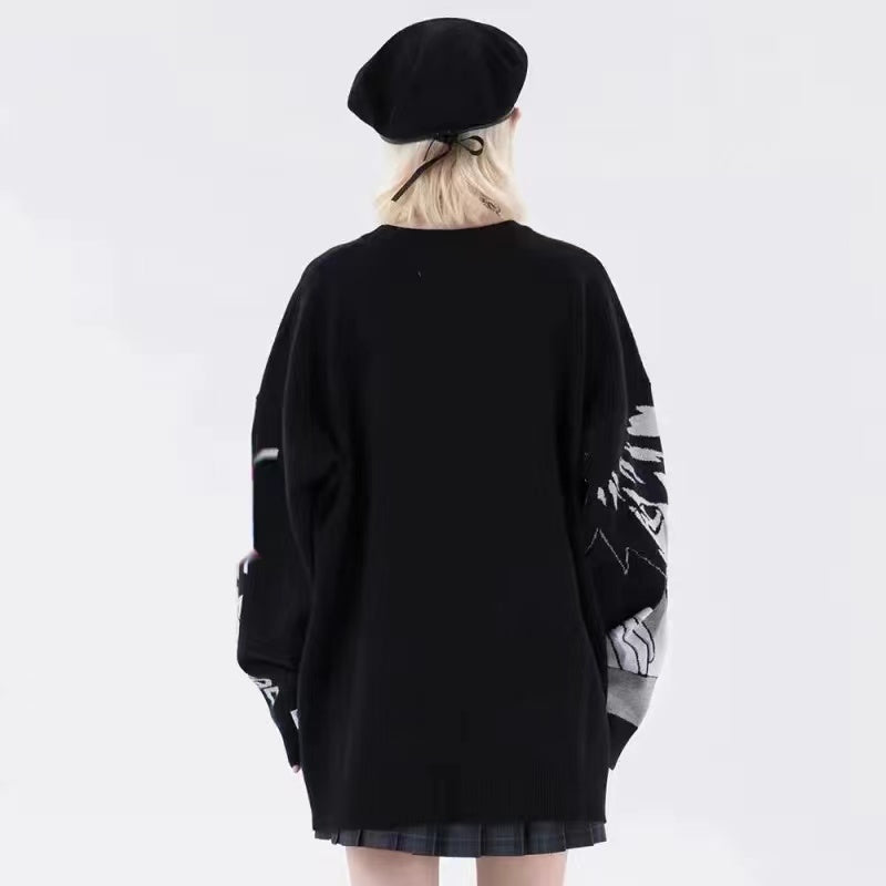 Y2K Women’s Hip Hop Harajuku Anime Girl Knitted Sweater