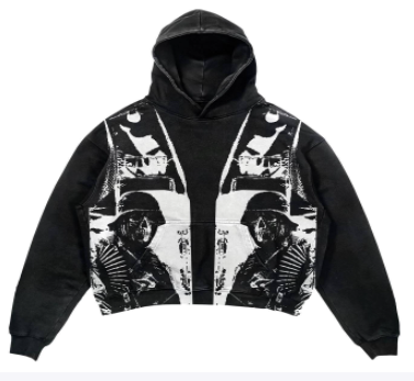 Gothic Patchwork Print Loose Pullover Hoodie Sweatshirt