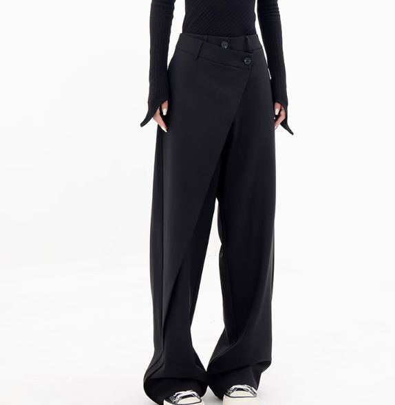 Asymmetrical Baggy Pants with Stylish Patchwork (One Piece)