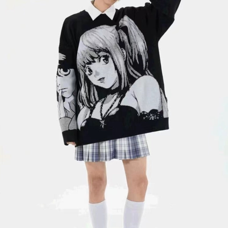 Y2K Women’s Hip Hop Harajuku Anime Girl Knitted Sweater
