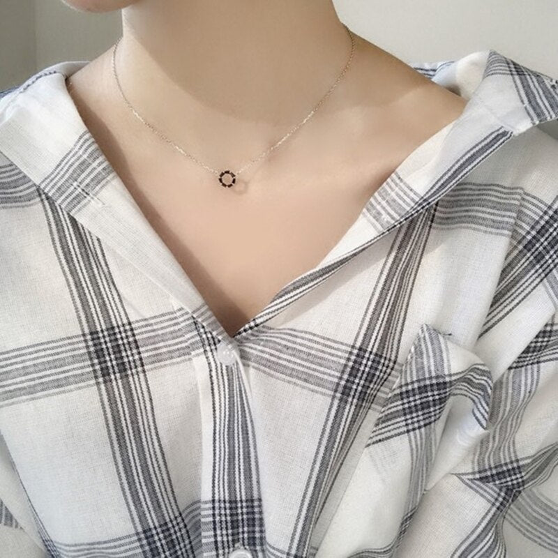 Minimalist Mini Short Necklaces with Black Zirconia
