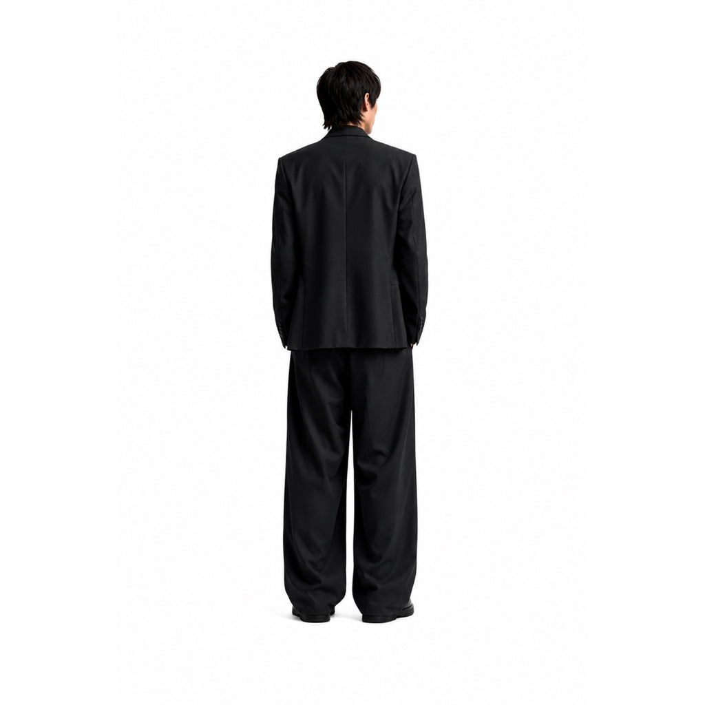 Clean Fit Wide Leg Pants – Black Pleated Low Waist Streetwear