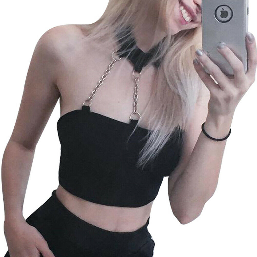 Gothic Hip Hop Women’s Chain Halter Neck Crop Top