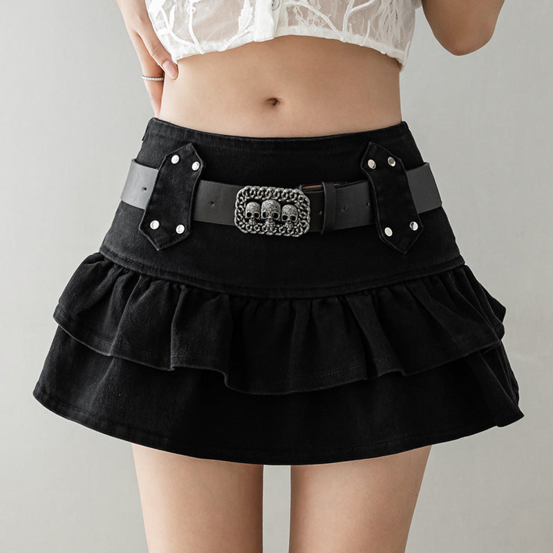 Y2K High Waist Fluffy Women's Short Skirt for Campus