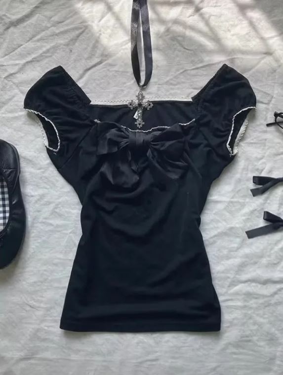 Cute Fashion Bow Waist Trimming Fashion Gothic Vintage Skirt