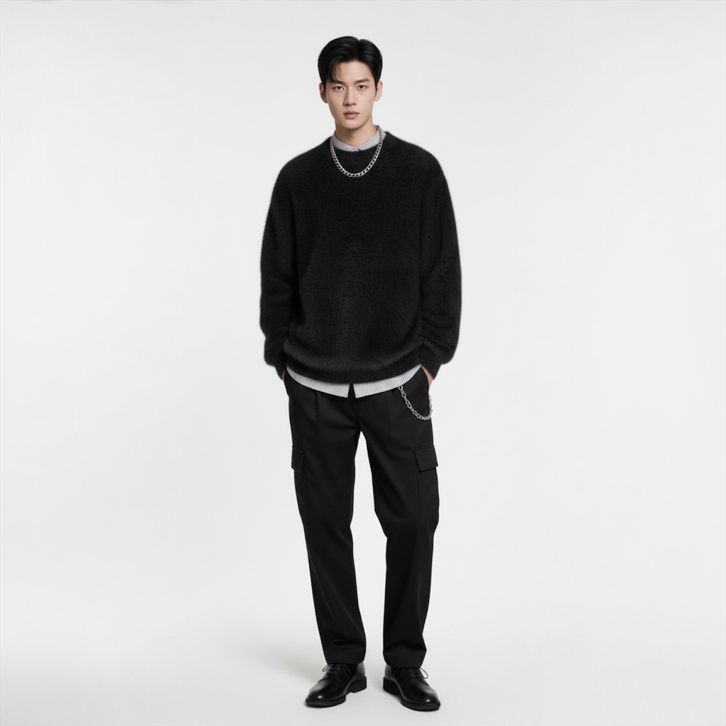 Korean Y2K Fluffy Knit Sweater
