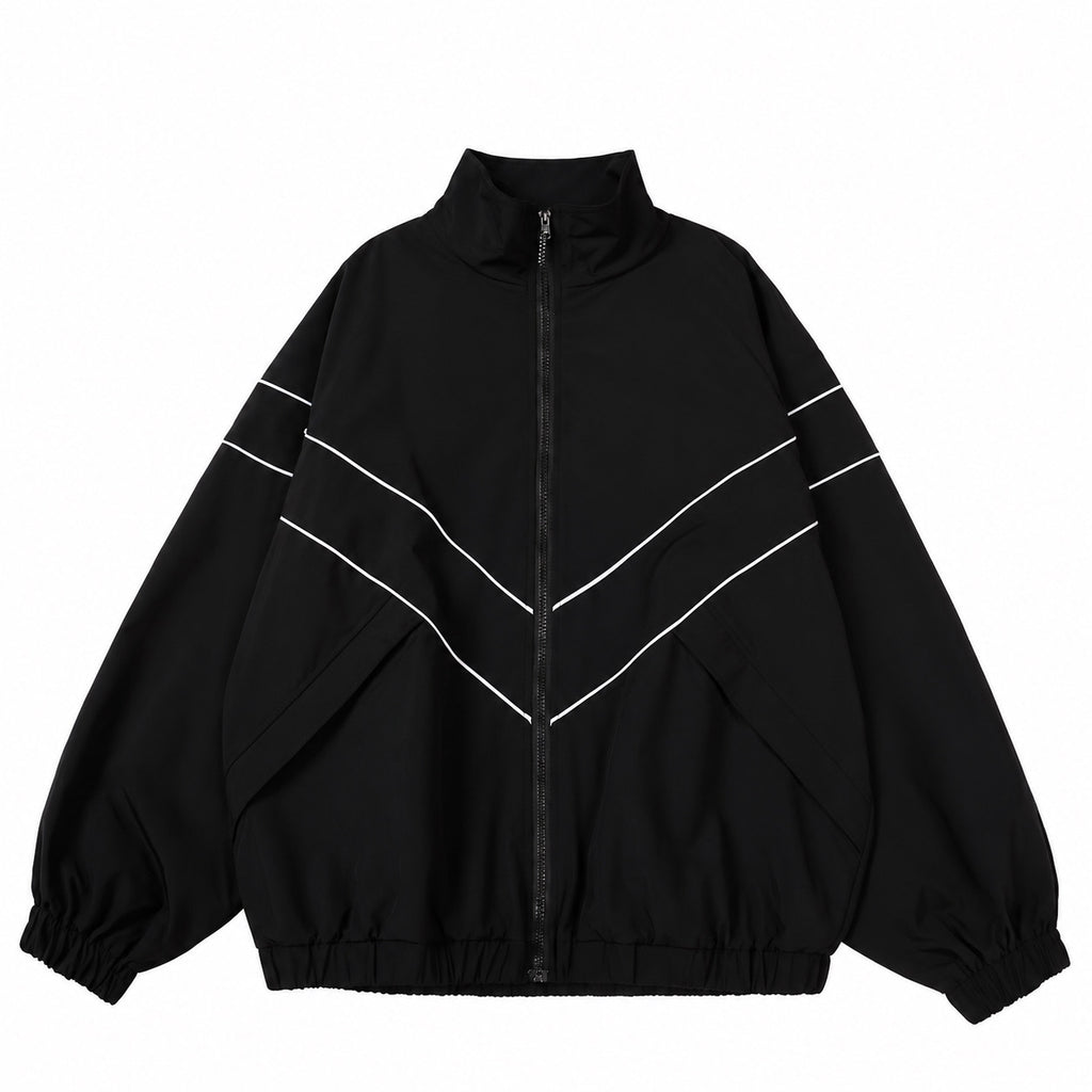 Reflective Stripe Windbreaker Jacket – Y2K Streetwear