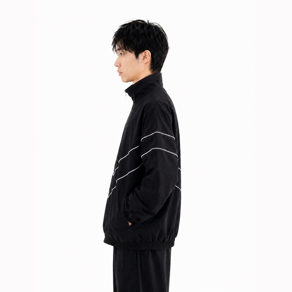 Reflective Stripe Windbreaker Jacket – Y2K Streetwear