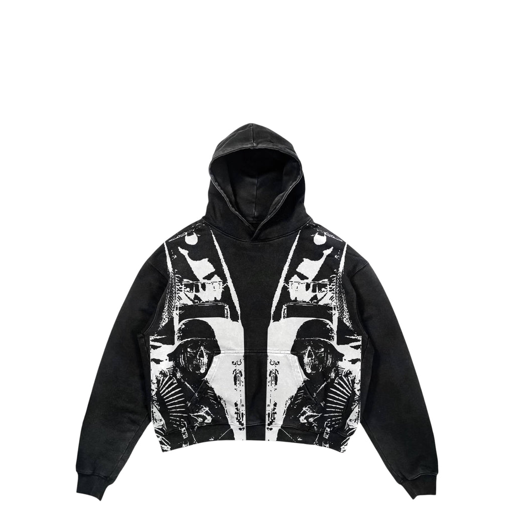 Vintage American Print Hoodie – Men’s Casual Loose-Fit Pullover