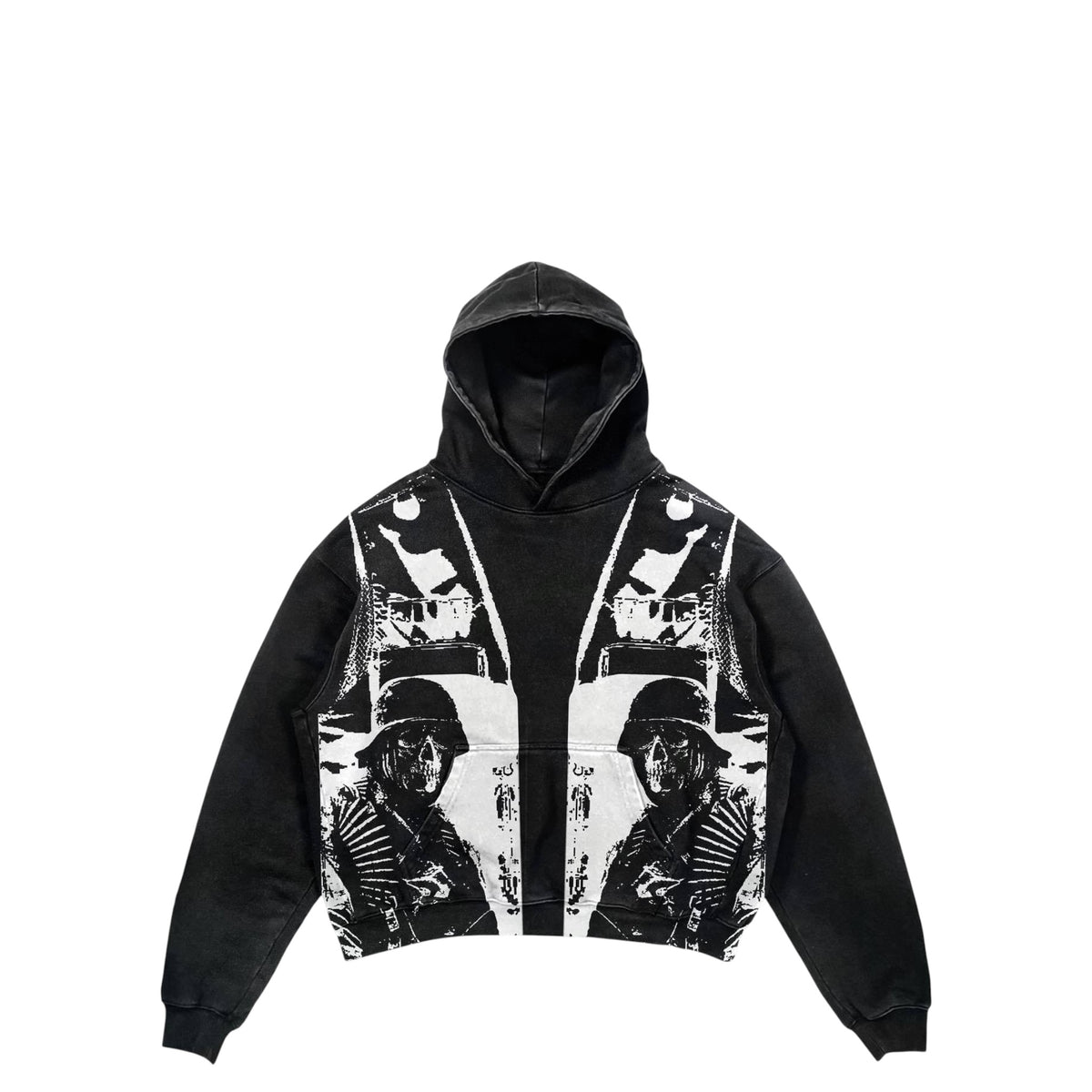 Vintage American Print Hoodie – Men’s Casual Loose-Fit Pullover