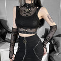Gothic Two-Piece Lace See-Through Skull Vest
