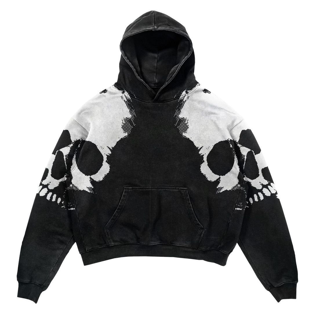 Gothic Patchwork Print Loose Pullover Hoodie Sweatshirt