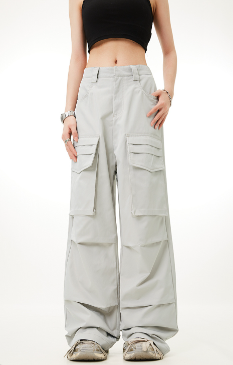 Y2K Kpop Women's Denim Jeans with Grey Flap Pockets