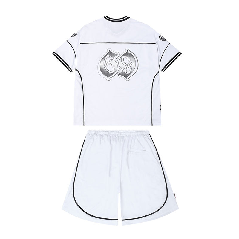 Unisex Summer Hip Hop Sports Set with Gothic Tees