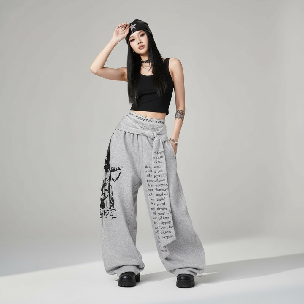 Gothic Y2K Baggy Letter Print Pants