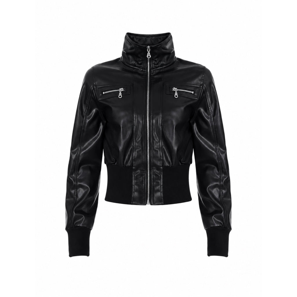 Vintage Gothic PU Leather Jacket – Alt Grunge Streetwear Zip Coat