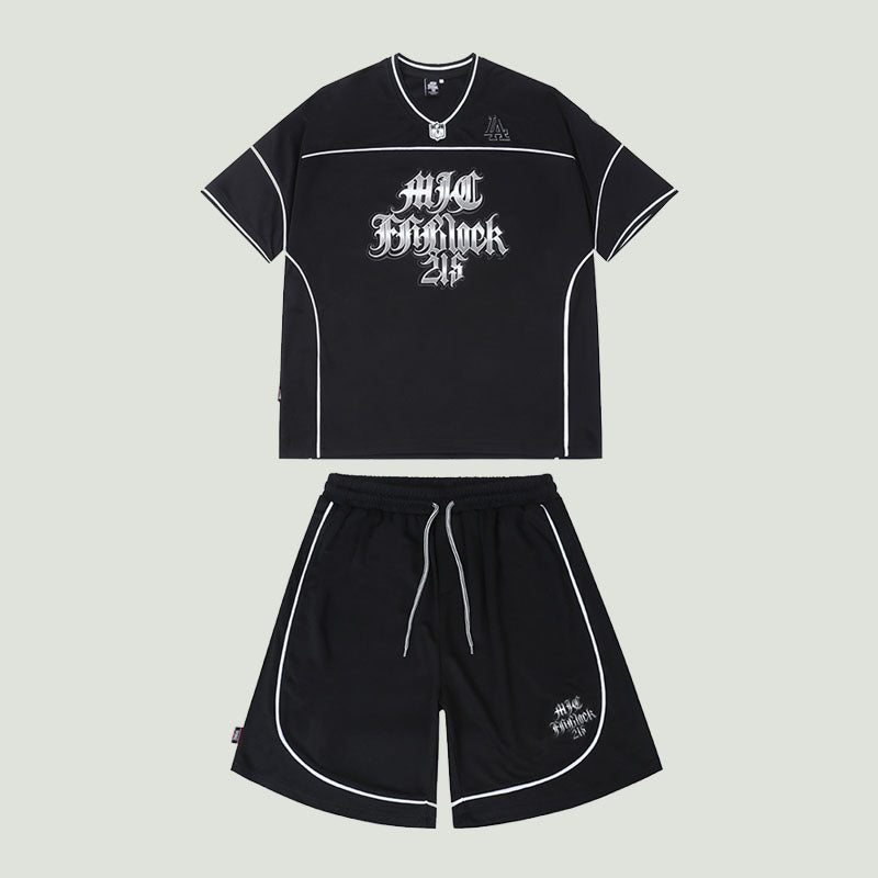 Unisex Summer Hip Hop Sports Set with Gothic Tees