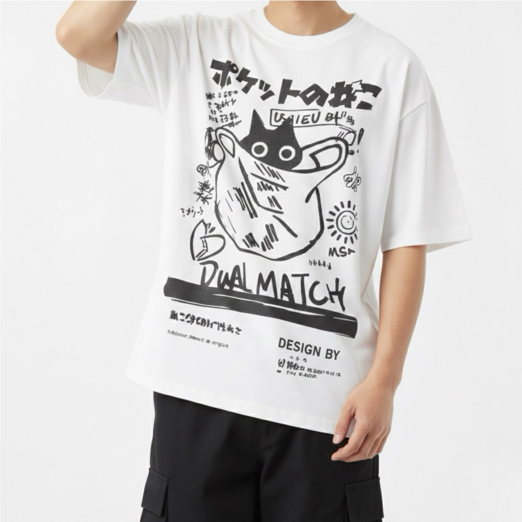 Harajuku Cartoon Cat T-Shirt