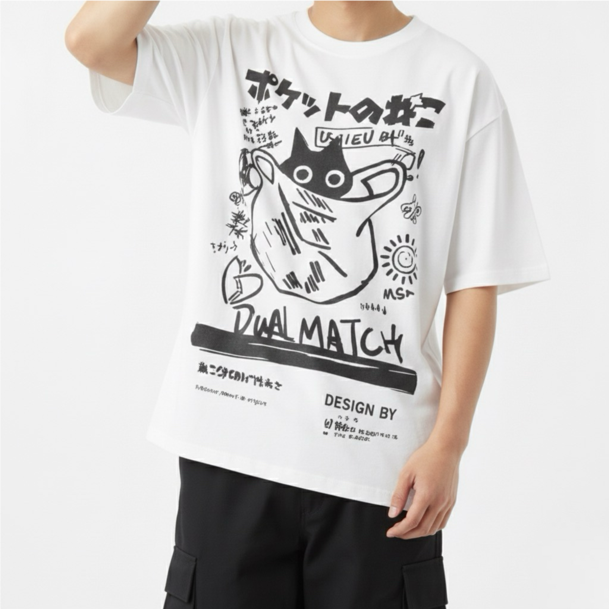 Harajuku Cartoon Cat T-Shirt