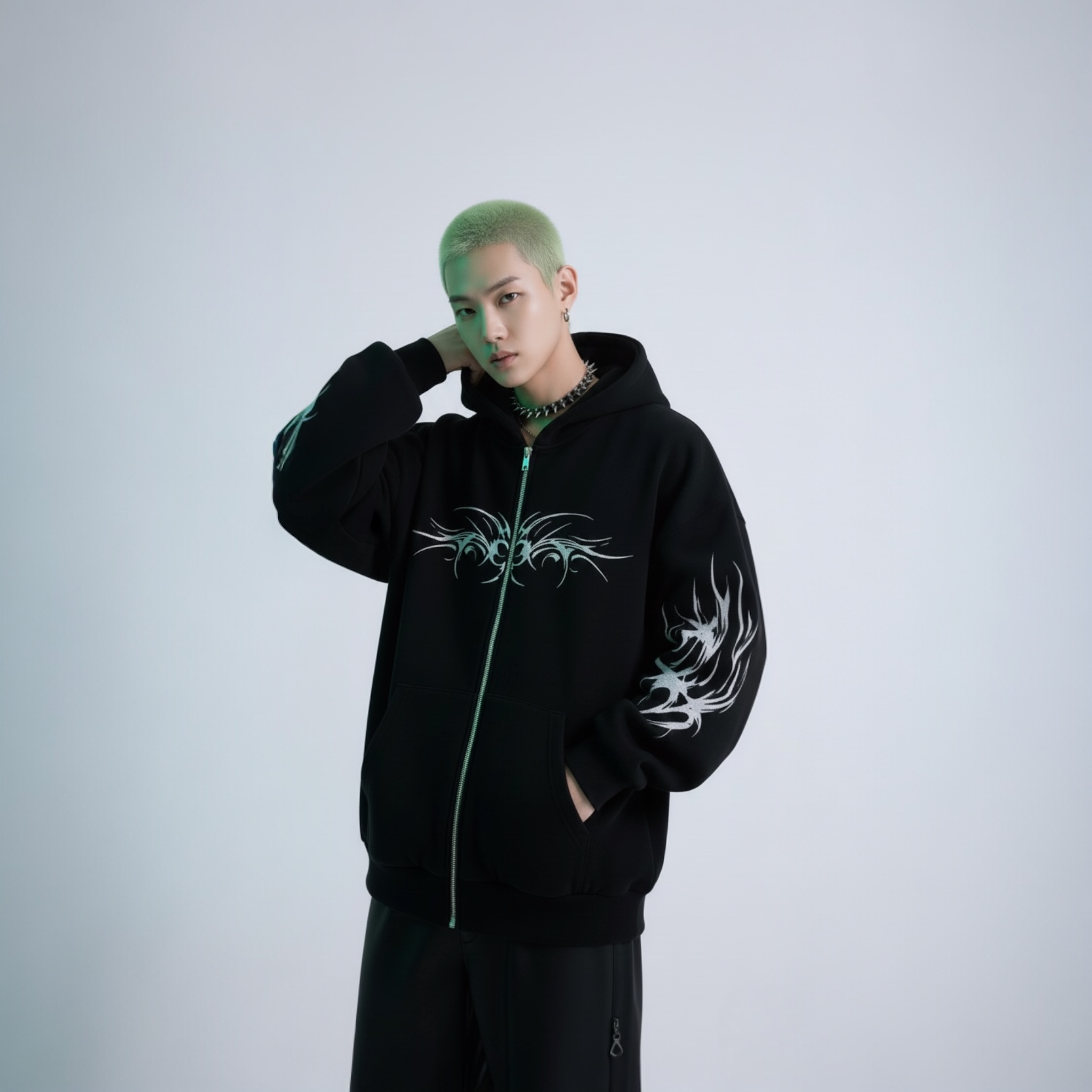 Gothic Punk Oversized Zipper Hoodie