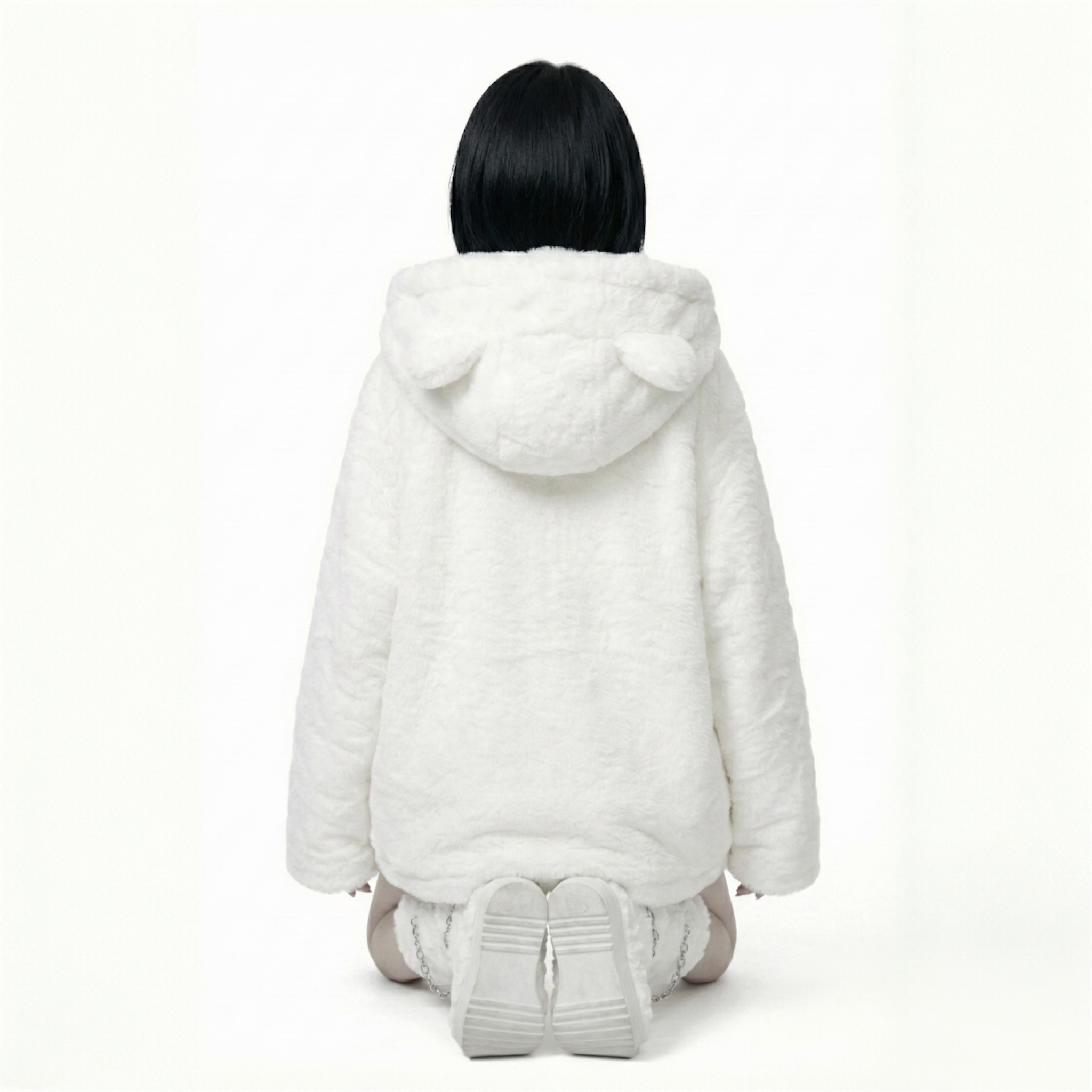 Lautaro Y2K Bear-Ears Faux Fur Hoodie