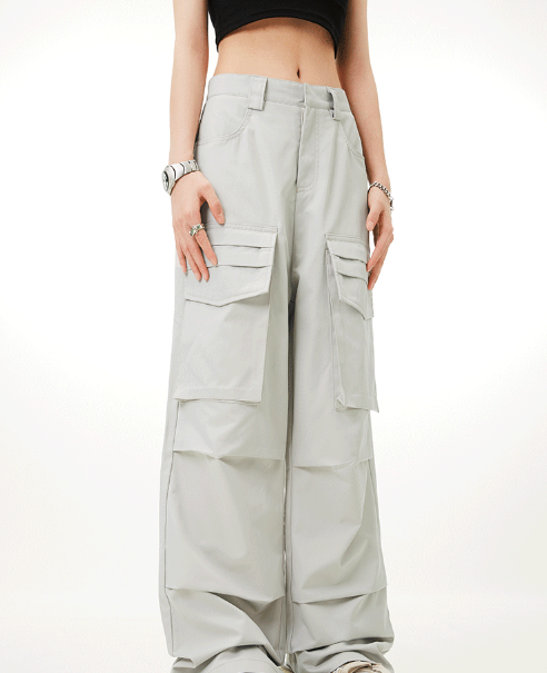 Y2K Kpop Women's Denim Jeans with Grey Flap Pockets