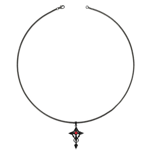 Black Pointed Cross Vampire Necklace - Gothic Jewelry
