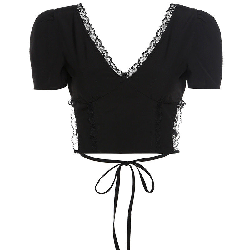 Gothic Sexy Bodycon Lace Crop Top for Women