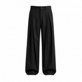 Clean Fit Wide Leg Pants – Black Pleated Low Waist Streetwear
