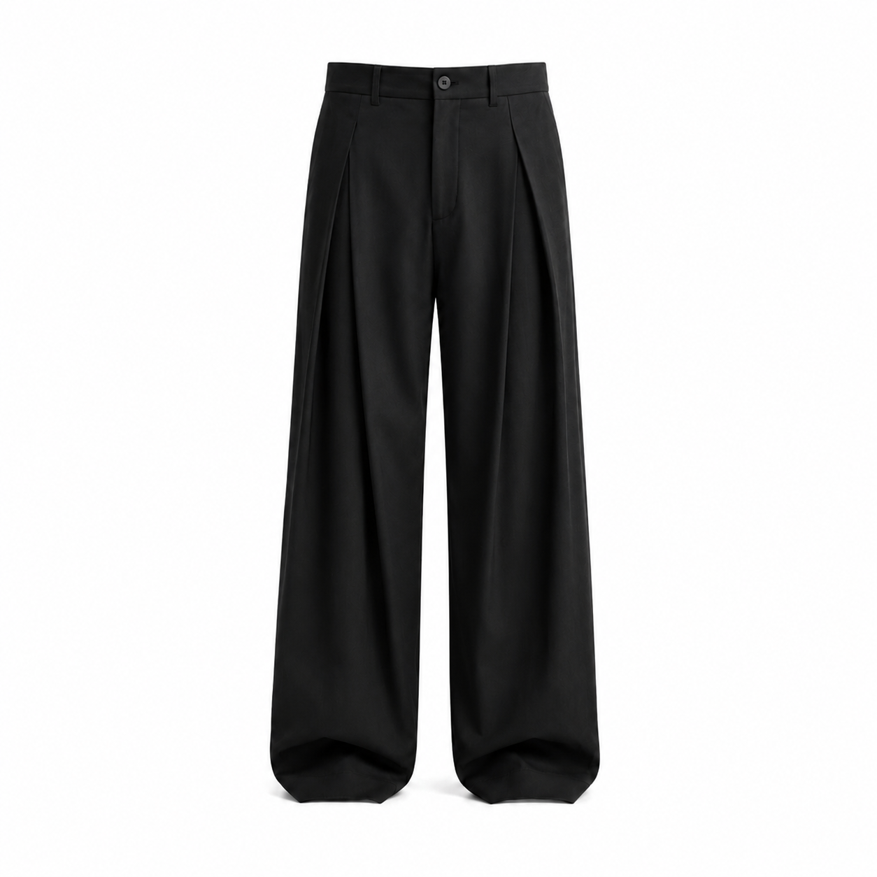 Clean Fit Wide Leg Pants – Black Pleated Low Waist Streetwear