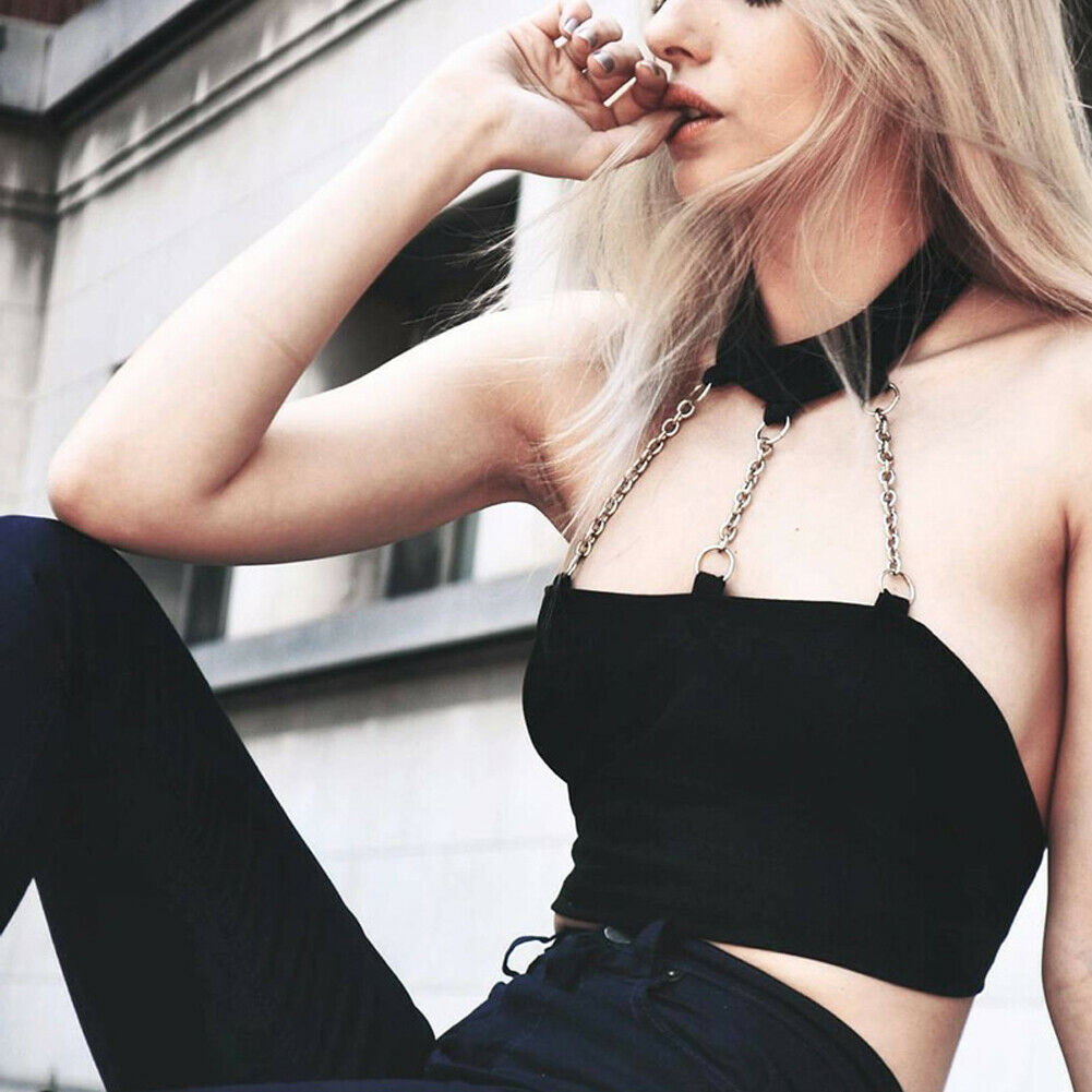 Gothic Hip Hop Women’s Chain Halter Neck Crop Top