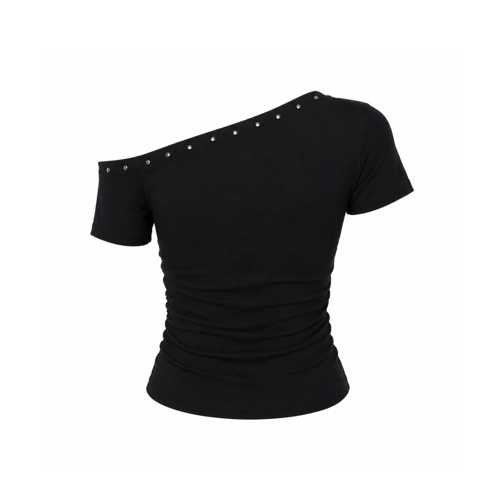 Black Asymmetrical Crop Top – Sculpted Slim Fit