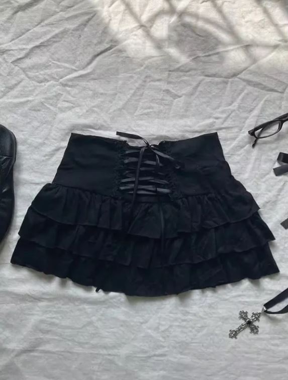Cute Fashion Bow Waist Trimming Fashion Gothic Vintage Skirt