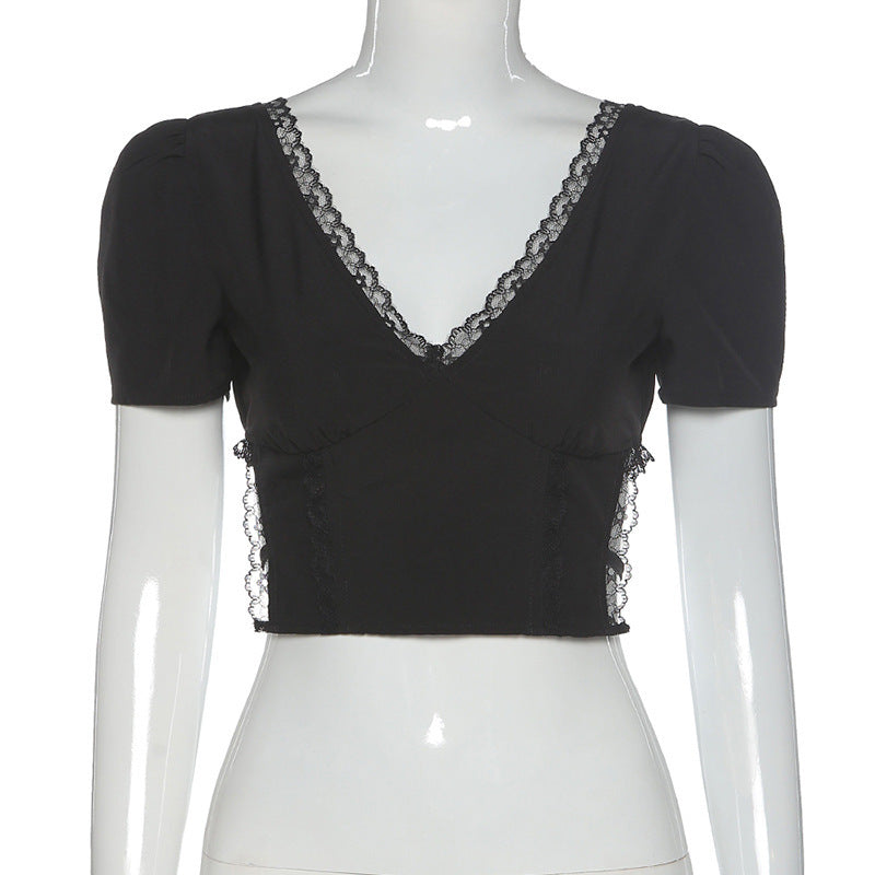 Gothic Sexy Bodycon Lace Crop Top for Women