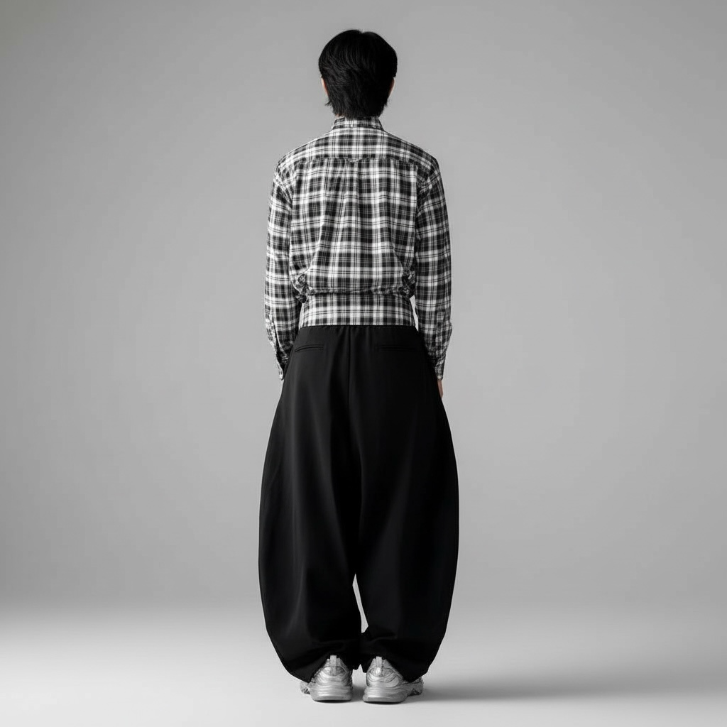 Gothic Y2K Black Parachute Pants