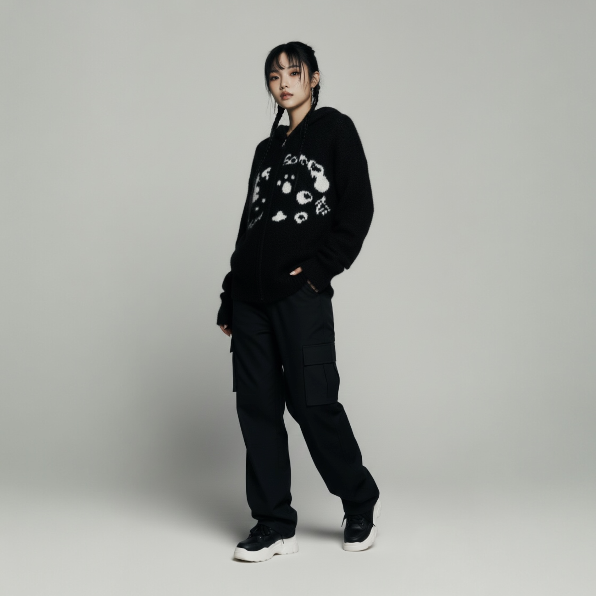 Y2K Kawaii Cat Ear Zip-Up Hoodie