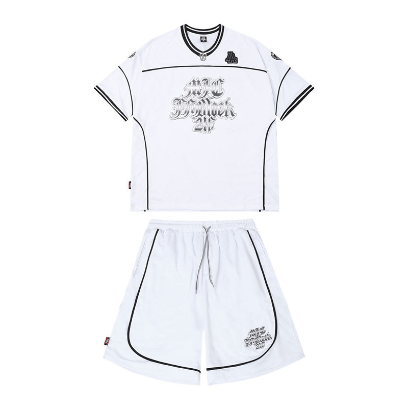 Unisex Summer Hip Hop Sports Set with Gothic Tees