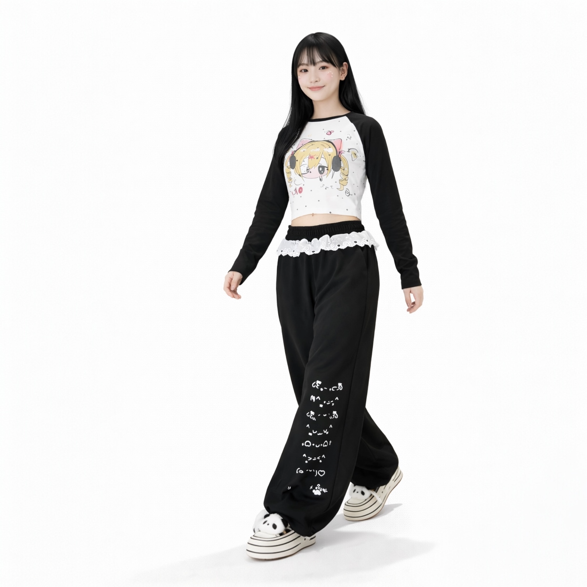 Kawaii Cat Paw Print Pants