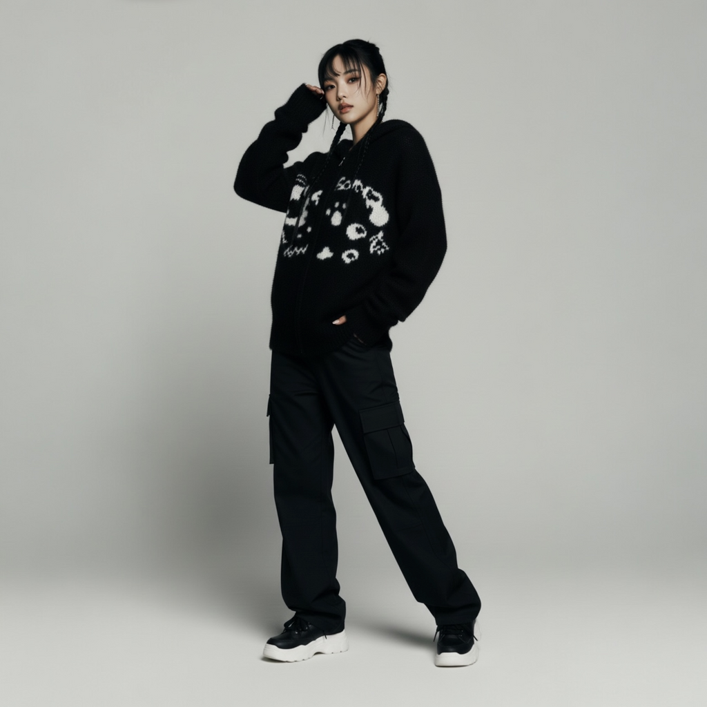 Y2K Kawaii Cat Ear Zip-Up Hoodie