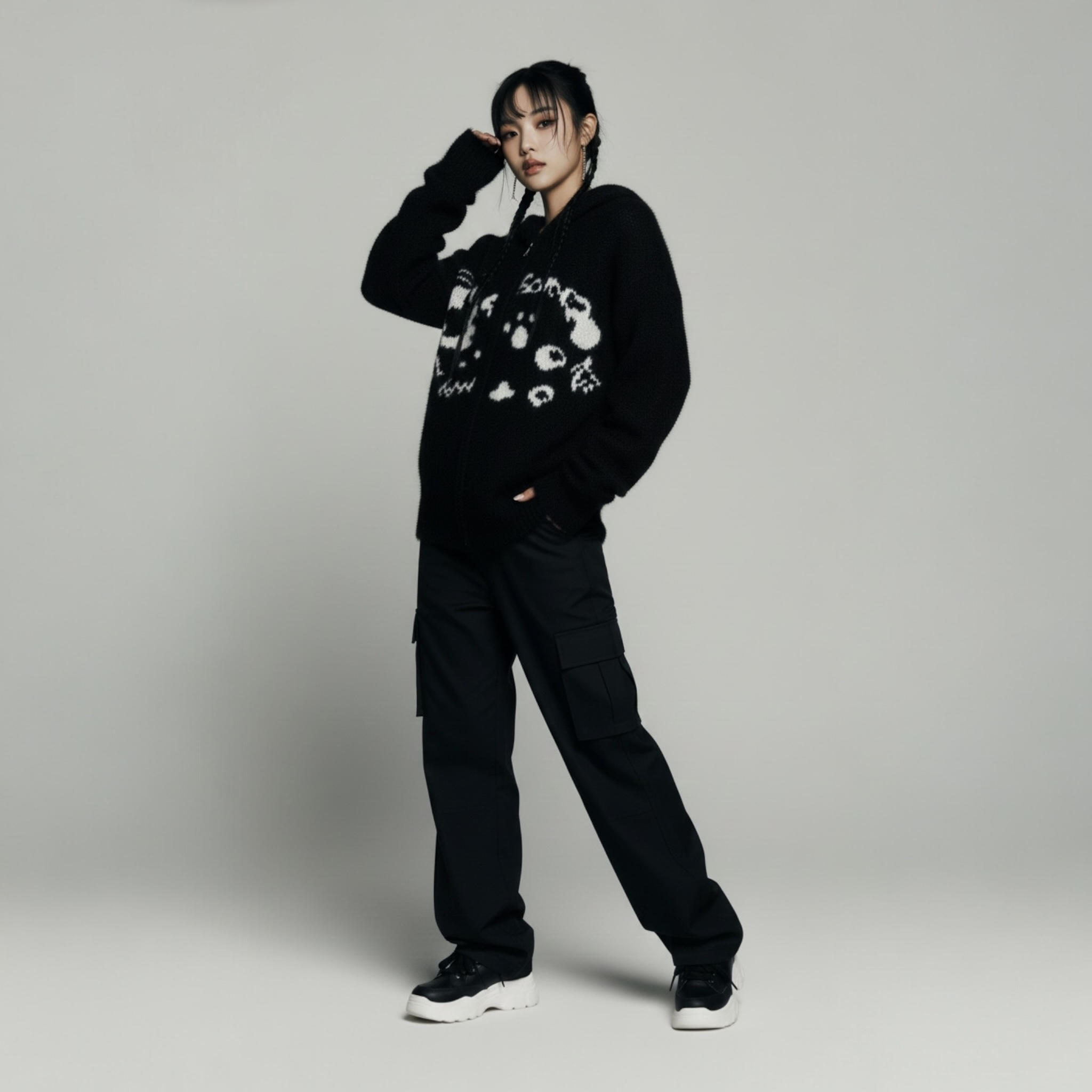 Y2K Kawaii Cat Ear Zip-Up Hoodie