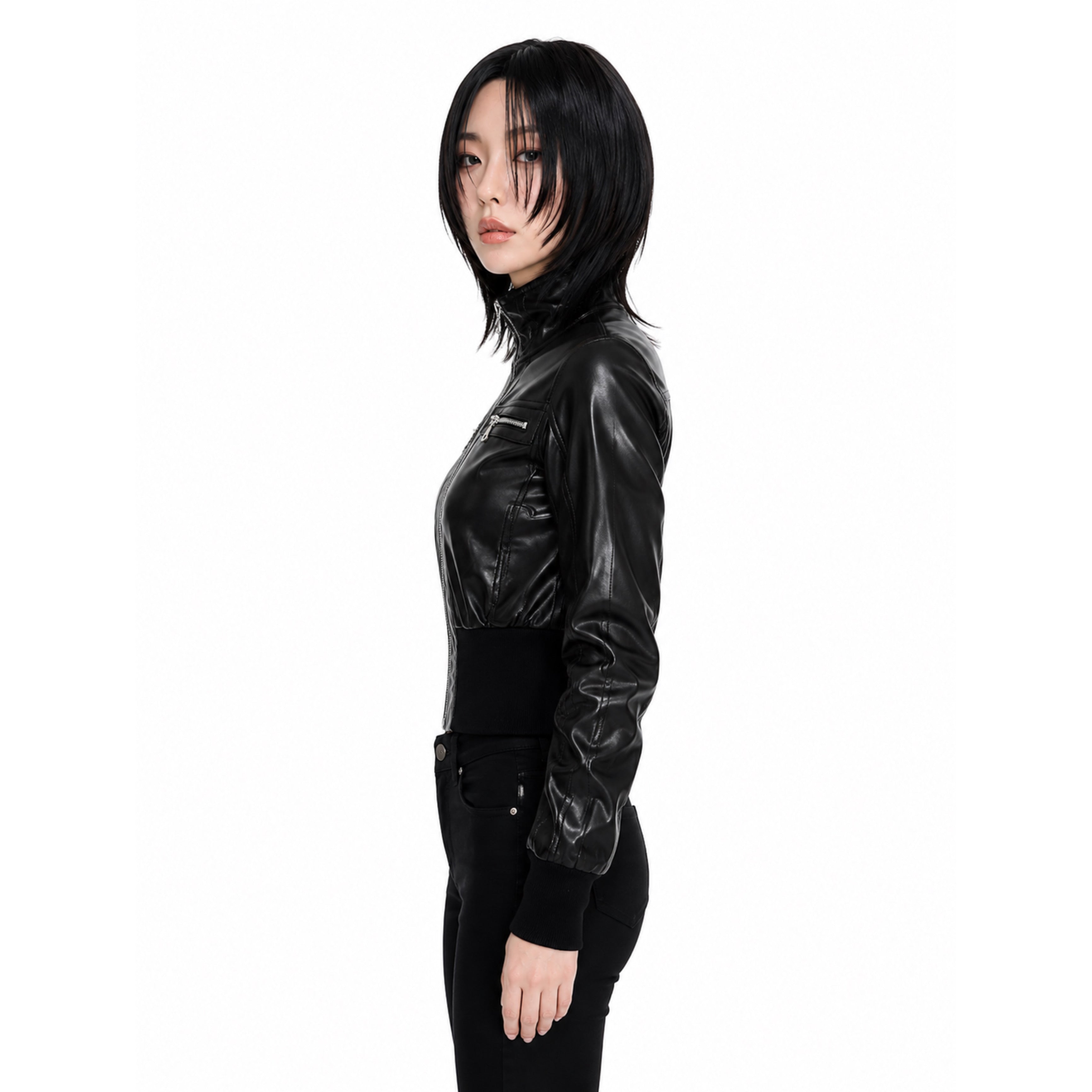 Vintage Gothic PU Leather Jacket – Alt Grunge Streetwear Zip Coat