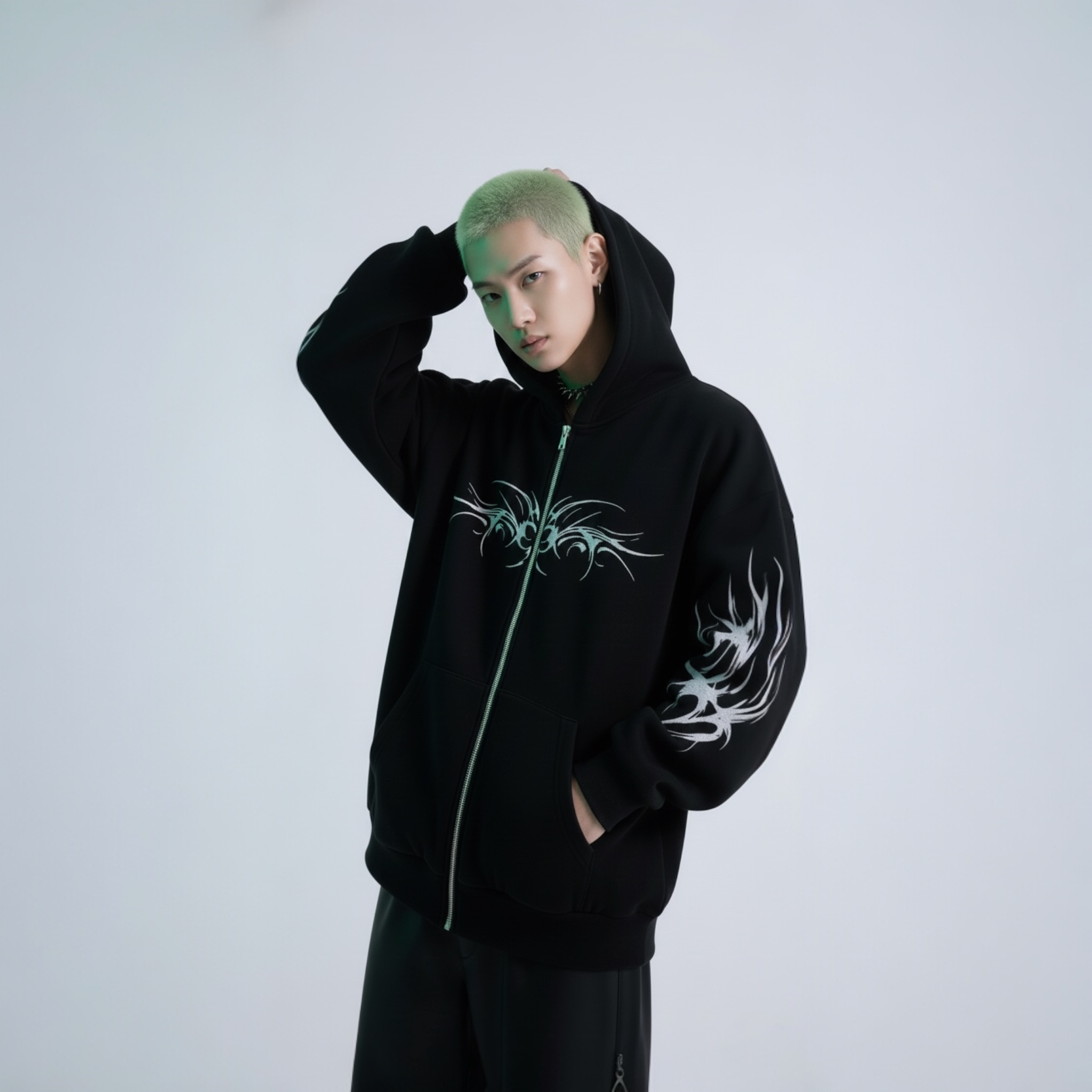 Gothic Punk Oversized Zipper Hoodie