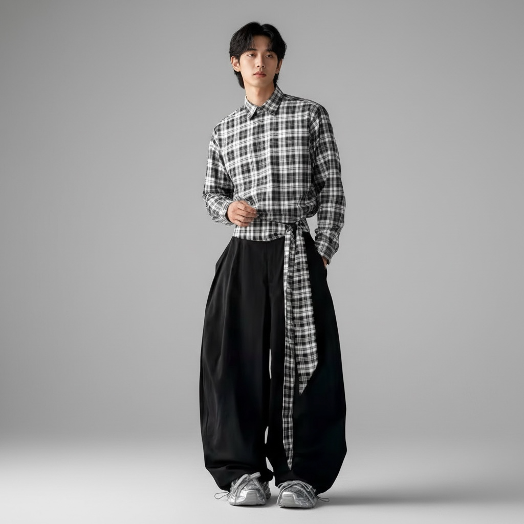 Gothic Y2K Black Parachute Pants