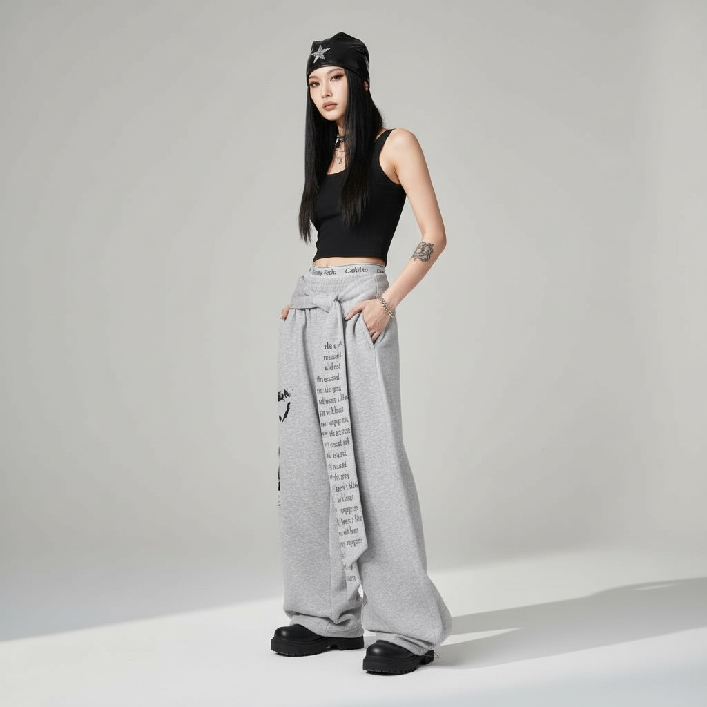 Gothic Y2K Baggy Letter Print Pants